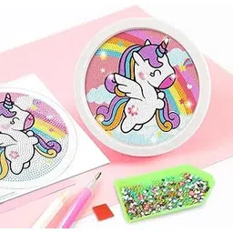 KTrading 5D Diamond Painting Kits for Childrens with Wooden Frame Cute Animal Art and Crafts for Childrens Ages 6-12 - 6.7 inch Diamond Painting Frame(Multicolor Pack of 1)-picture-18