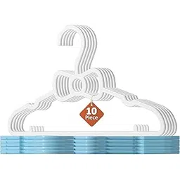 Kuber Industries 10 Pcs Small Baby Hangers for Clothes Hanging | Easy Organization Kids Hangers for Clothes & Nappies | Convenient Cloth Hangers for Wardrobe | Sky Blue & White-image-10