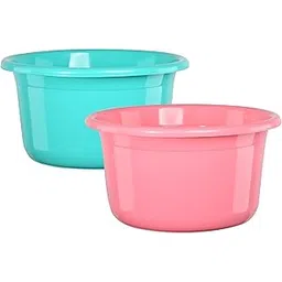 Kuber Industries 2 Pcs Plastic 25 Ltr Bathtub | Baby Bathing Tub for Home, Washroom & Kitchen Use | Lightweight and Multipurpose Water Tub | Suitable For Laundry and Cleaning - Green & Pink-image-10
