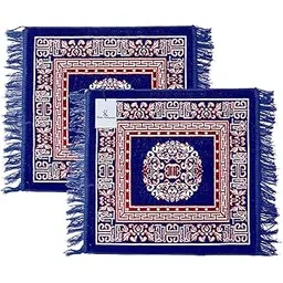 Kuber Industries 2 Pieces Velvet Prayer Mat/Aasan/Pooja Mat/Meditation Mat/Multipurpose Velvet Rug Mat 2 Ft X 2 Ft (Royal Blue) CTKTC33926-picture-35