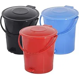 Kuber Industries 3 Pieces Plastic Dustbin Garbage Bin with Handle, 10 Liters (Blue, Black & Red) - CTKTC034679-picture-11