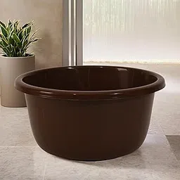Kuber Industries 40 Liters Multipurpose Bath Tub for Bathroom | Suitable for Indoor and Outdoor Use | Durable & Lightweight Tub for Washing Clothes & Utensils | Brown-image-46