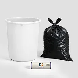 Kuber Industries 5L Open Dustbin with 1 Roll Garbage Bags (30 Bags, 17x19 Inch) | Plastic Bin for Kitchen, Bathroom, Kids Room and Easy to Clean | White-image-45