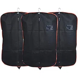 Kuber Industries Blazer/Suit Cover|Easily Foldable & Non Woven Fabric|Bag with Zipper Closure|Cloth Organizer for Dust Proof Jacket, Set of 3 Pcs (Black)-picture-10