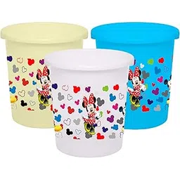 Kuber Industries Disney Team Mickey Print Plastic 3 Pieces Dustbin/Garbage Bin/Waste Bin, 5 Liters (Cream & Blue & White) -HS_35_KUBMARTS17374-picture-11
