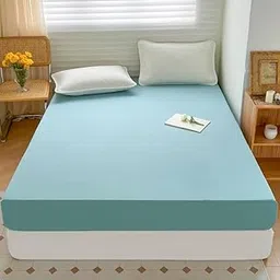 Kuber Industries Double Bed Mattress ProtectorBed Protecter with Elastic 180x200 CM (Dark Green)-picture-10