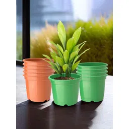 Kuber Industries 10-Pcs Green & Orange-Coloured Durable Planters-image-0