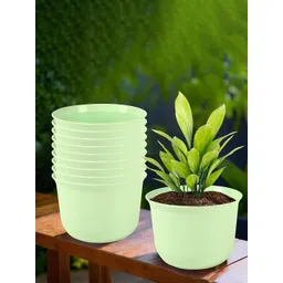 Kuber Industries 10-Pcs Light Green Flower Pot With Plate-image-3
