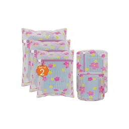 Kuber Industries 10-Pcs Yellow & Pink Sunflower Designed Reusable Laundry Bags With Zipper-image-22