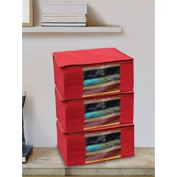 Kuber Industries 12 Pcs Red Non-Woven Saree Organisers-picture-22