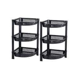 Kuber Industries 2 Pcs Black 3 Tier Folding Plastic Fruit & Vegetable Basket Stand-picture-25