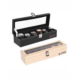 Kuber Industries 2-Pcs Black & Grey 6 Slots Watch Organizer Box-picture-41