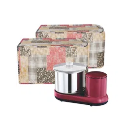 Kuber Industries 2-Pcs Black & Pink Floral Printed Waterproof Mixer Grinder Cover-picture-32