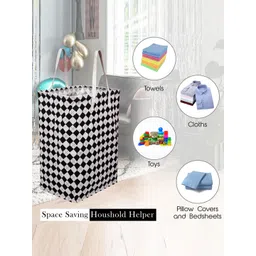 Kuber Industries 2 Pcs Black & White Checked Foldable Laundry Baskets-picture-27