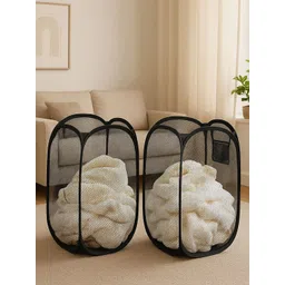 Kuber Industries 2-Pcs Black Mesh Laundry Basket 20 L-picture-42