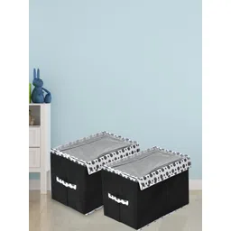 Kuber Industries 2 Pcs Black Non Woven Multi-Utility Storage Organiser-picture-39