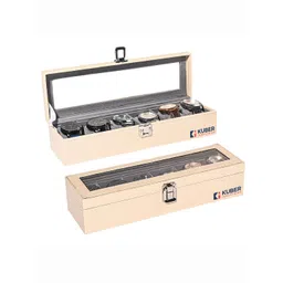 Kuber Industries 2-Pcs Cream-Colored & Grey 6 Slots Wrist Watch Organisers-picture-36