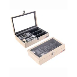Kuber Industries 2-Pcs Cream-Colored & Grey 6+3 Slots Wrist Watch Organisers-picture-34