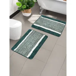 Kuber Industries 2-Pcs Green & White Striped Anti-SlipDoormats-picture-42