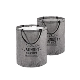 Kuber Industries 2-Pcs Grey & Black Printed Foldable Cloth Basket With Handle-picture-31