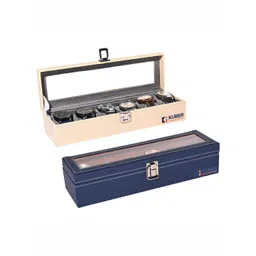 Kuber Industries 2-Pcs Grey & Navy Blue 6 Slots Wrist Watch Organisers-picture-17