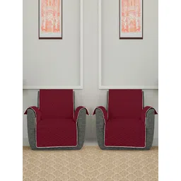 Kuber Industries 2 Pcs Maroon & Grey Patterned One Seater Sofa Covers-picture-37