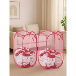 Kuber Industries 2-Pcs Pink Mesh Laundry Basket 20 L-picture-20