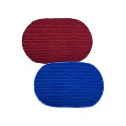 Kuber Industries 2-Pcs Red & Blue Striped Woolen Round Anti-Skid Doormats-picture-19