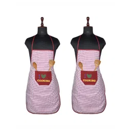 Kuber Industries 2-Pcs Red & White Checked Kitchen Apron-picture-33