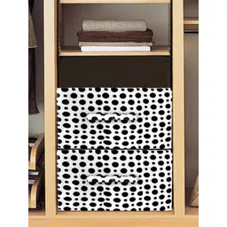 Kuber Industries 2-Pcs White & Black Dot Printed Foldable Storage Box-picture-32