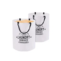 Kuber Industries 2-Pcs White & Black Printed Foldable Cloth Basket With Handle-picture-30