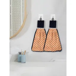 Kuber Industries 2-Pcs Yellow & White Zig Zag Washbasin Hanging Kitchen Towel With Ties-image-10