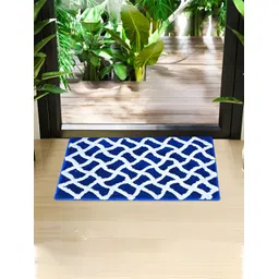 Kuber Industries 2 Pieces Blue & White Microfiber Anti-Skid Doormats-picture-32