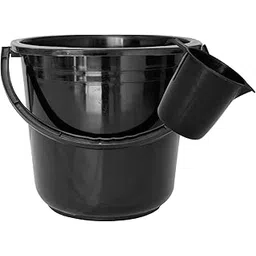 Kuber Industries 2 Pieces Unbreakable Virgin Plastic Multipurpose Bathroom Bucket & Mug Set (Black)-picture-10