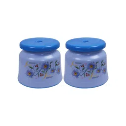 Kuber Industries 2Pcs Blue & Green Flower-Printed Lightweight Bath Stools-picture-34