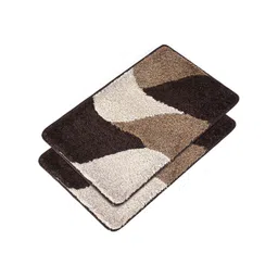 Kuber Industries 2Pcs Brown & White Zig Zag Design Velvet Anti-Skid Doormats-picture-22