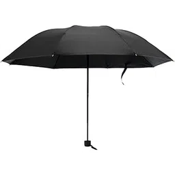 Kuber Industries 3 Fold Manual Umbrella | Windproof, Sunproof & Rainproof | with Polyester Canopy, Sturdy Steel Shaft & Wrist Straps | Easy to Hold & Carry | Umbrella for Women, Men & Kids |Black-picture-24