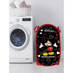 Kuber Industries 3 Pcs Black & Pink Disney Printed Net Foldable Laundry Bags-picture-22