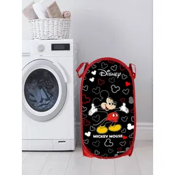 Kuber Industries 3 Pcs Black & Pink Mickey Mouse & Princess Printed Foldable Laundry Bags-picture-23