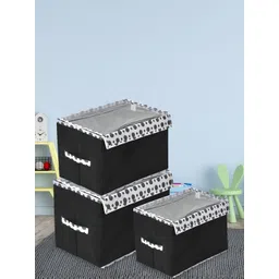 Kuber Industries 3 Pcs Black Foldable Storage Organisers-picture-39