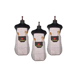 Kuber Industries 3-Pcs Brown & White Checked Kitchen Apron-picture-41