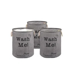 Kuber Industries 3-Pcs Grey & Black Printed Foldable Cloth Basket With Handle - 60 L-picture-40