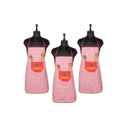 Kuber Industries 3-Pcs Red & White Checked Kitchen Apron-picture-34