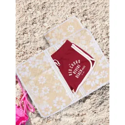 Kuber Industries 3 Pieces Beige Floral Printed Velcro Folding Undergarments Organizers-image-31