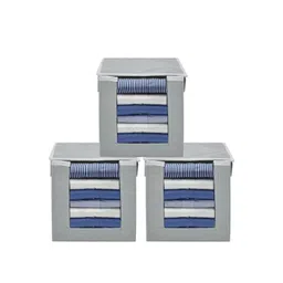 Kuber Industries 3-Pieces Non-woven Grey Shirt Organizers-picture-11