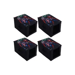 Kuber Industries 4 Pcs Black & Red Printed Acrylic Shirt Stacker With Lid-picture-28