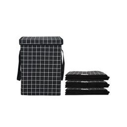 Kuber Industries 4-Pcs Black Checked Foldable LaundryBag75L-picture-26