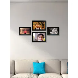 Kuber Industries 4 Pcs Black Collage Pictures Wooden Photo Frames-picture-31