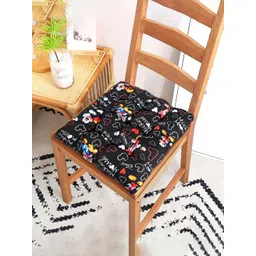 Kuber Industries 4-pcs Black Disney Printed Chair Pads-picture-30