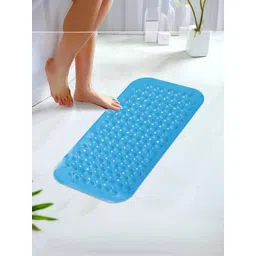 Kuber Industries 4- Pcs Blue Polyester 240 GSM Bath Rugs image 4